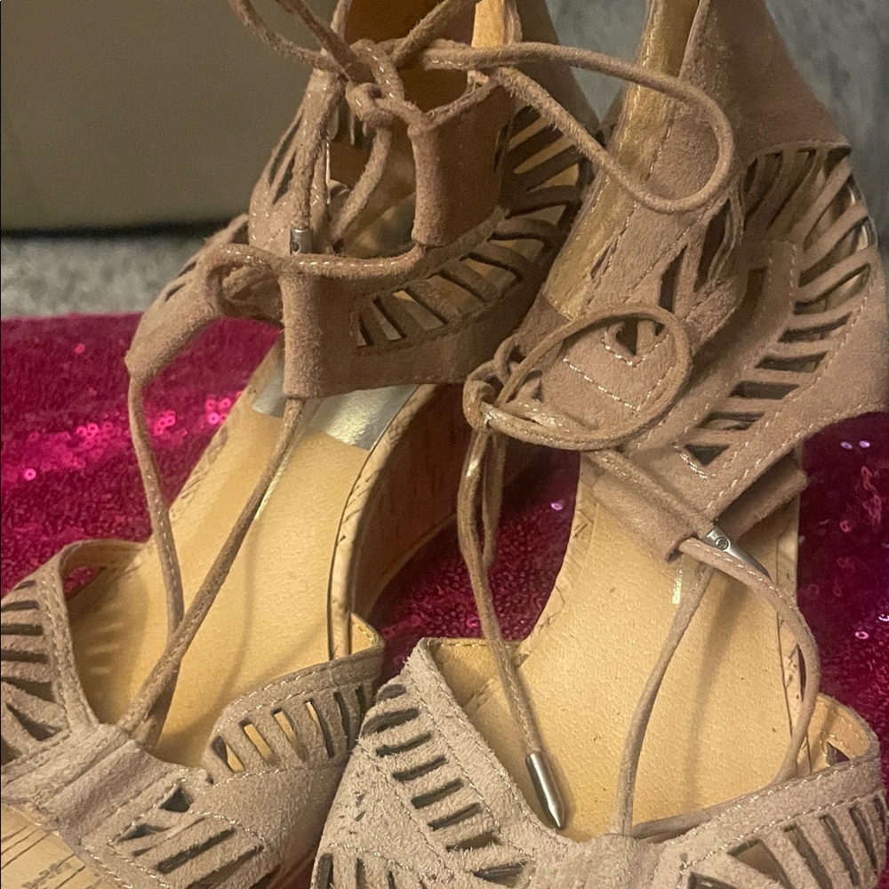 Dolce Vita Tan Lace-Up Wedges